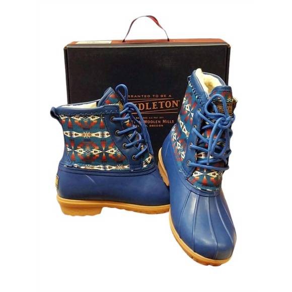 NEW PENDLETON women’s heritage tucson print duck short fashion boots in navy - Picture 3 of 3